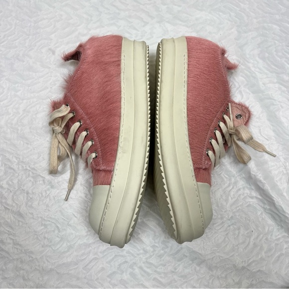 Rick Owens Women’s Lido Runway Low Sneaker Dusty Pink Cow Fur Shoes 11 - Picture 9 of 16